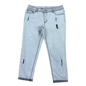 Woman’s Indigo Thread Co gray distressed skinny cropped ankle jeans size 12